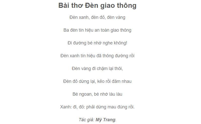 Bài thơ: Đèn giao thông. (Ảnh: Sưu tầm Internet)