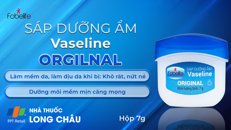 Sáp dưỡng ẩm Vaseline Original Fobelife làm mềm da, làm dịu da khi bị khô rát, nứt nẻ (7g)