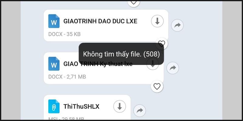 cách lấy lại file không tồn tại trên Zalo