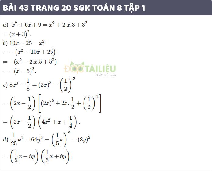 giải bài 43 sgk Toán 8 tập 1 trang 20